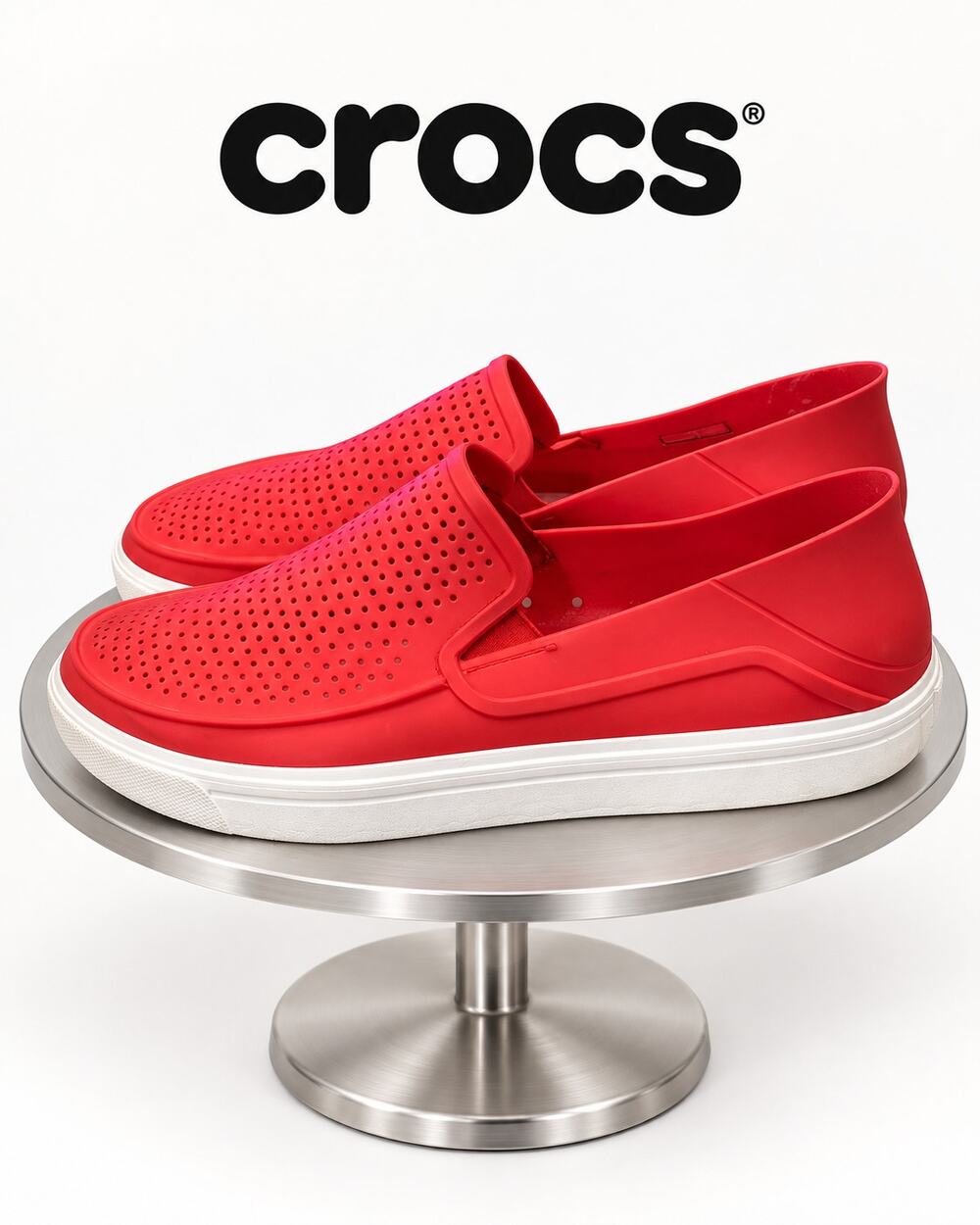 Crocs CitiLane Roka Red Perforated Slip-On Sneakers Men’s Size 10